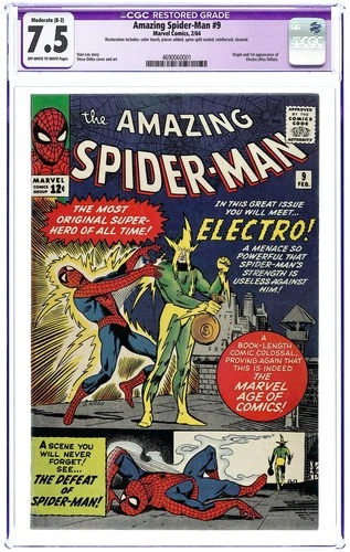 Amazing Spider-Man #9 CGC 7.5 RESTORED 1964 4690060001 1st app. Electro