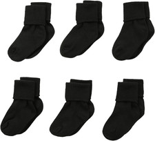 Baby-Girls 6 Pair Pack Seamless Turn Cuff Socks