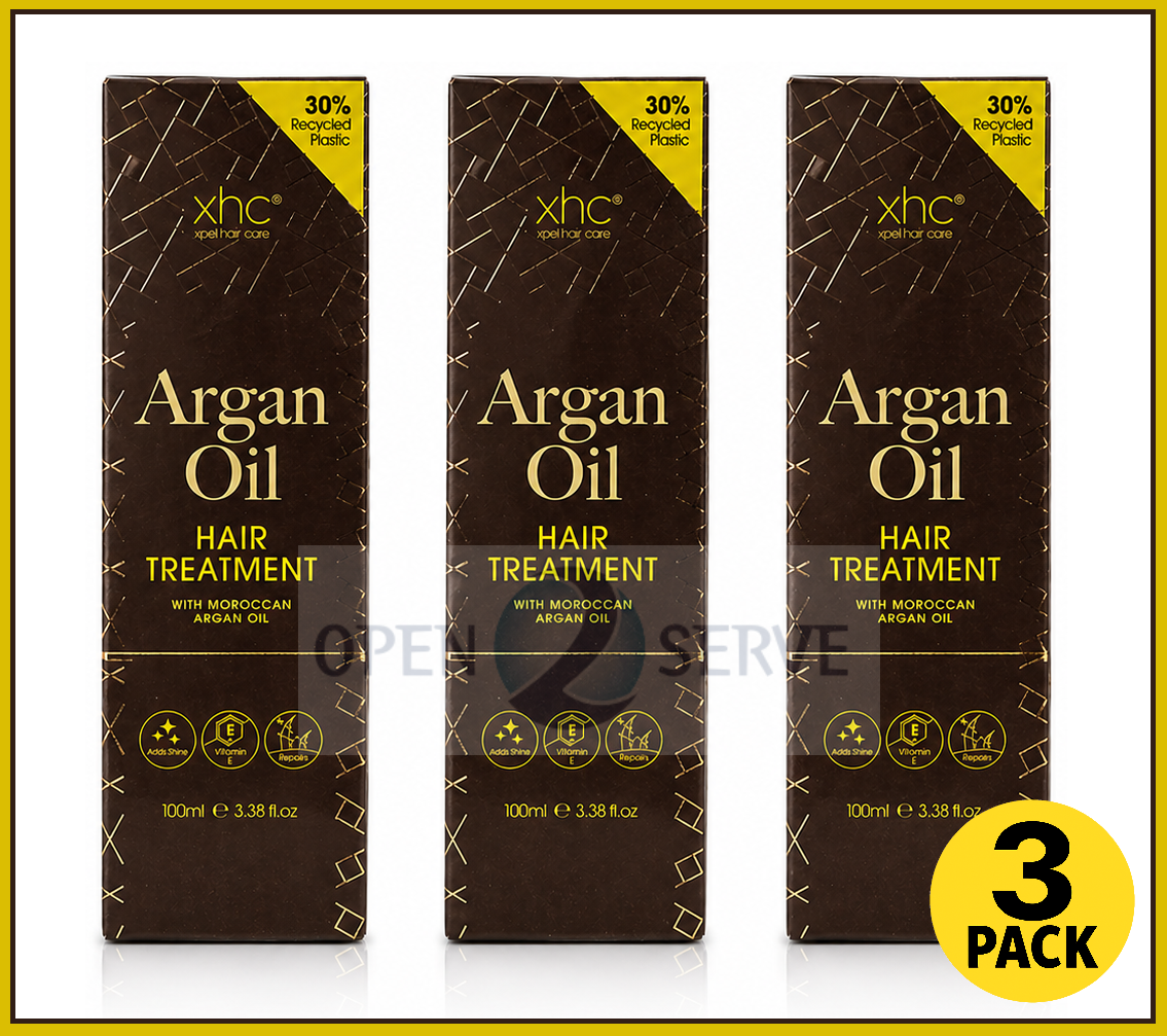 3x XHC Morrocan Argan Oil Hair Treatment Repairs | Adds Shine | Vitamin E- 100ml