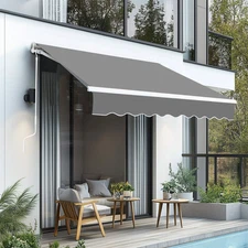 LEADZM 8x7' Manual Retractable Sun Shade Shelter Outdoor Patio Awning Canopy