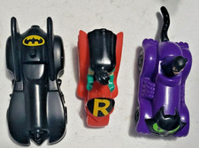 1991 Batman, Robin,  Cat Woman Cars Lot McDonald  s Happy Meal Toys