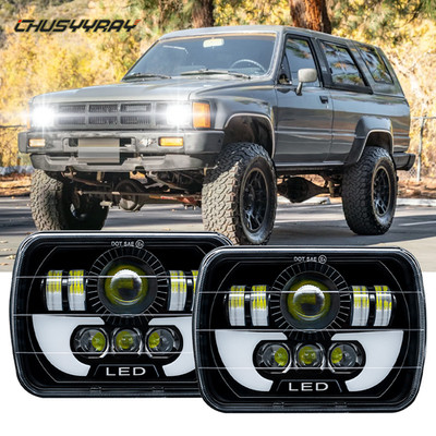 Pair Fit Toyota Tacoma 1995 1996 1997 5X7'' 7x6'' INCH LED Headlights HI LO Beam