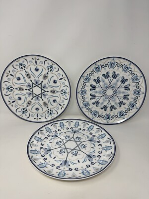Mikasa Hanukkah Celebration 9'' Bone China Salad Plates - Set of 3 holiday Hebrew