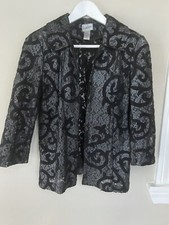 Chicos sz 0 Small LACE-EMBELLISHED Open JACKET Blazer Holiday festive Chico's