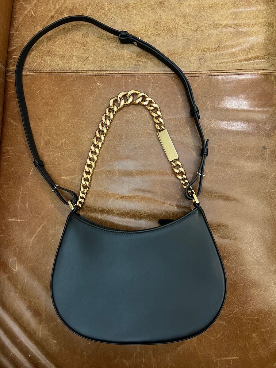LANVIN Small Hobo Bag- Black Leather w/ Chain-Link Strap and LANVIN Small Hobo Bag- Black Leather w/ Chain-Link Strap and