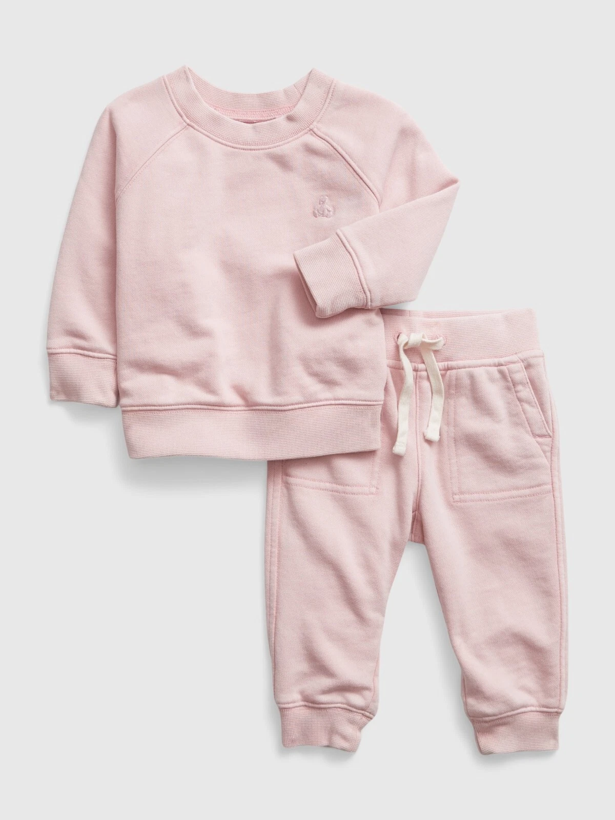 NEW GAP $50 Baby Two PIece Sweatsuit Outfit Set Pink Standard Size 12-18 Months