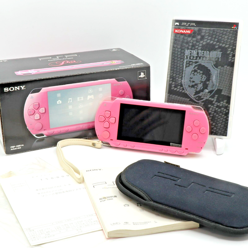 PSP 1000 Pink Console SONY Tested Metal Gear Solid Portable OPS Box