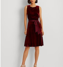 MSRP $155 NWT Ralph Lauren women’s Velvet Wine above the Knee Dress size 14