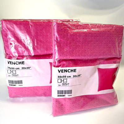 2X IKEA VENCHE Velvet Cushion Cover | 20x20'' | Bright Pink | Soft Luxurious Feel