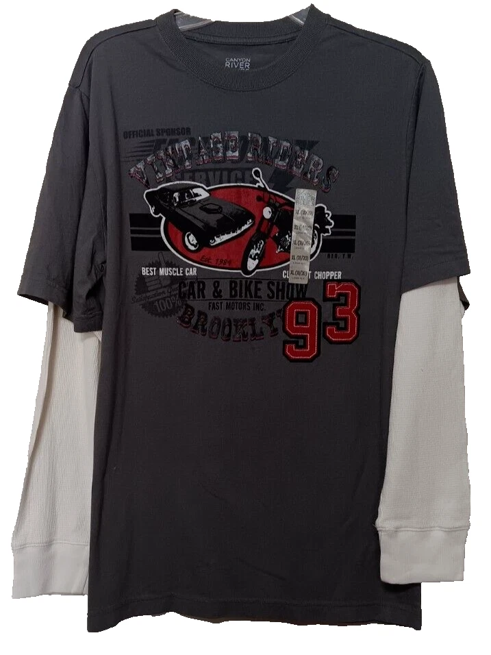 VTG Riders Long Sleeve Shirt Canyon River Blues XL 18-20 Cars Bikers Chopper NWT - Image 4 of 4