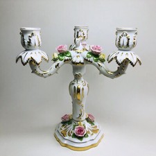 Alka AK Alboth & Kaiser Kerzenhalter Kerzenständer 3-armig Gold Rosen vintage