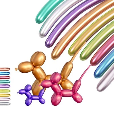 Animal Flower Party Twist Latex Tying Magic Long Balloons Metallic Gold Silver