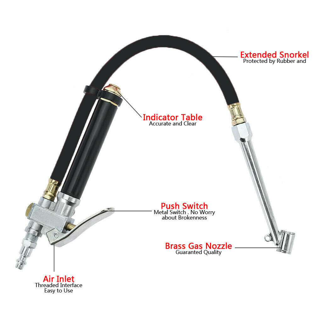 Dual Head Air Car Tire Inflator with Pressure Gauge Chuck Air Compressor Tools