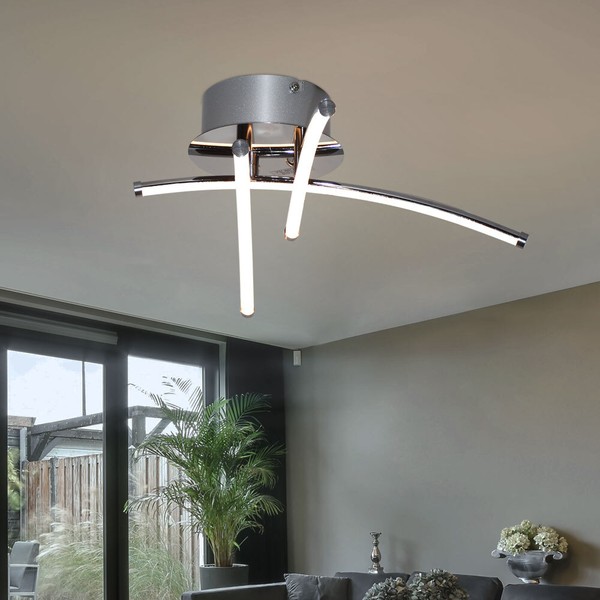 Deckenlampe Deckenleuchte Wohnzimmerlampe 3 Flammig Chrom Warmweiß Led D 38Cm-image