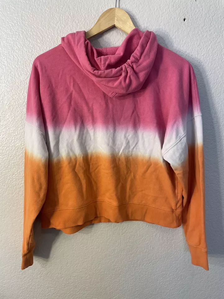 Sudadera con capucha para mujer Calvin Klein de gran tamaño corta manga larga rosa naranja pequeña Foto 3 de 4