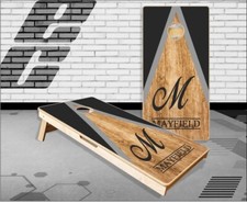 Family Last Name Wood Triangle 2 Cornhole Boards Bean Bag Toss Game