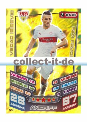 Match Attax Extra 13/14 - 553 - VEDAD IBISEVIC - VFB Stuttgart - Fan Favorit