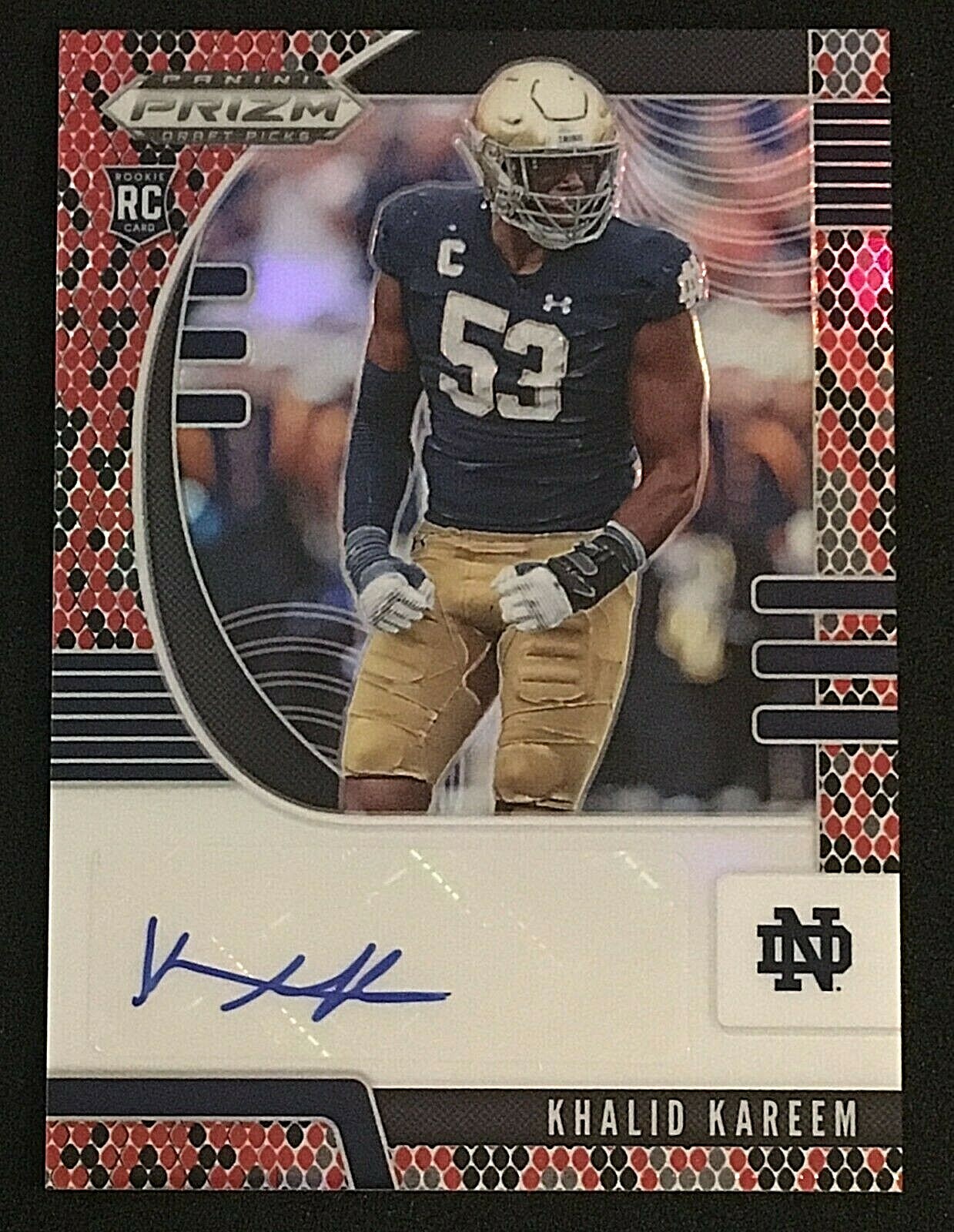 Khalid Kareem Panini Prizm Draft Picks #183 Autograph-Red/Black Snakeskin Prizm