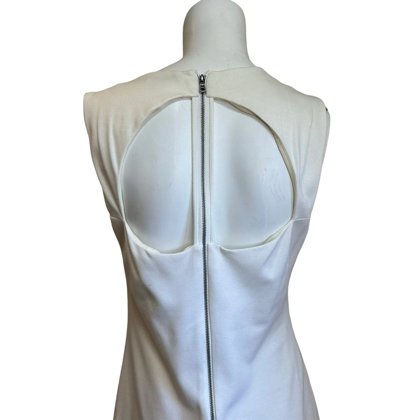 OFF WHITE Mini abito Alice + Olivia bianco schienale taglio guaina taglia 12