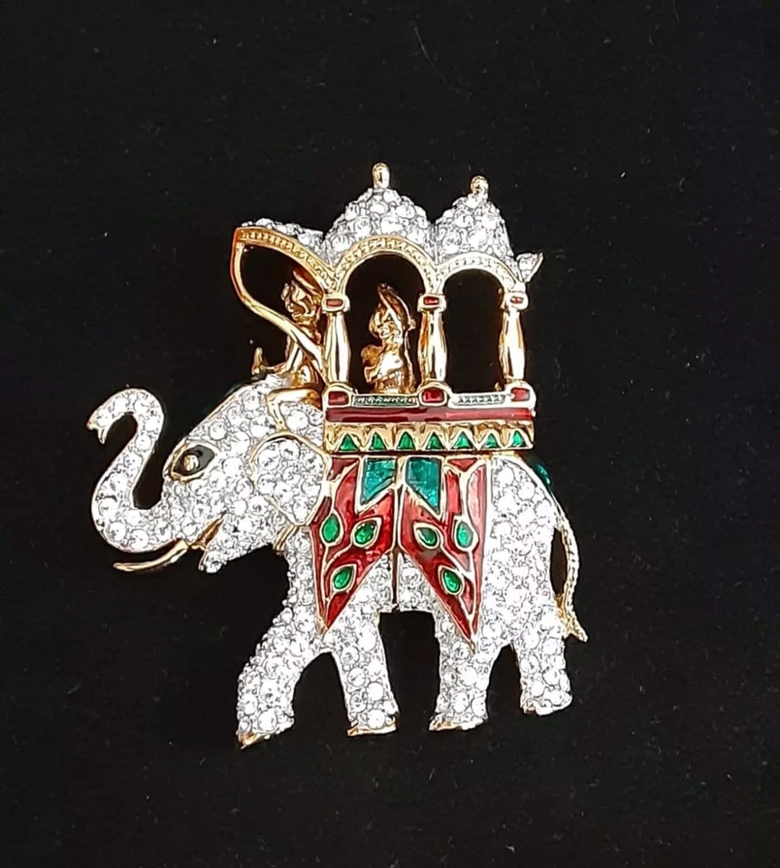 Kenneth Jay Lane KJL Broche Prendedor PAVE Jaipur Elefante Animal Cristal De Colección gyuh Foto 4 de 4