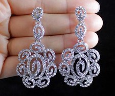 OPEN WORK DANGLE CLEAR AUSTRIAN CRYSTAL RHINESTONE CHANDELIER EARRINGS E924S