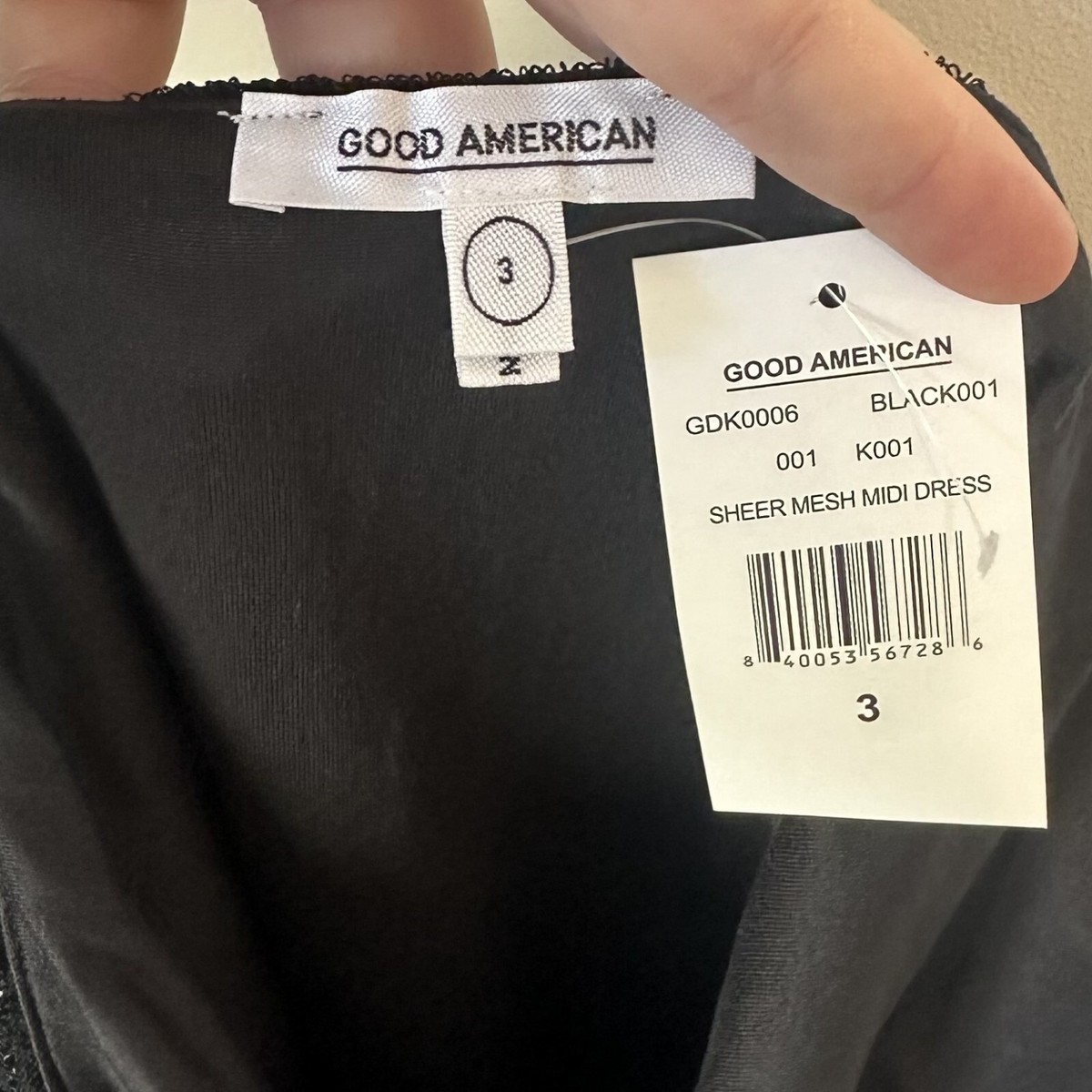 good american sheer mesh midi dress Good American Sheer Mesh Black Midi Dress