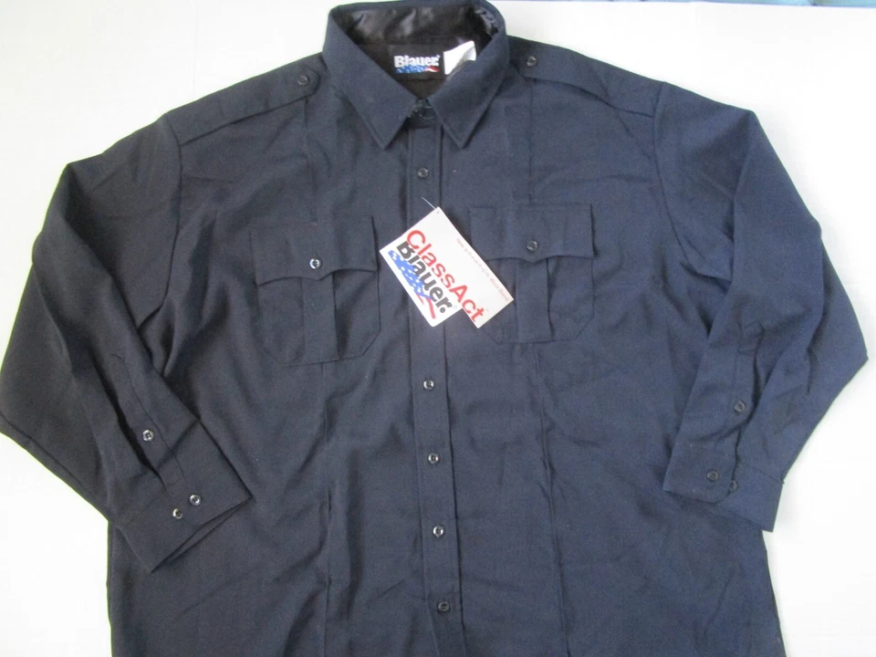NEW BLAUER MENS 19.5 (33-33 Shirt Wool Blend Cop Security Long Sleeve Dark Navy - Image 2 of 4