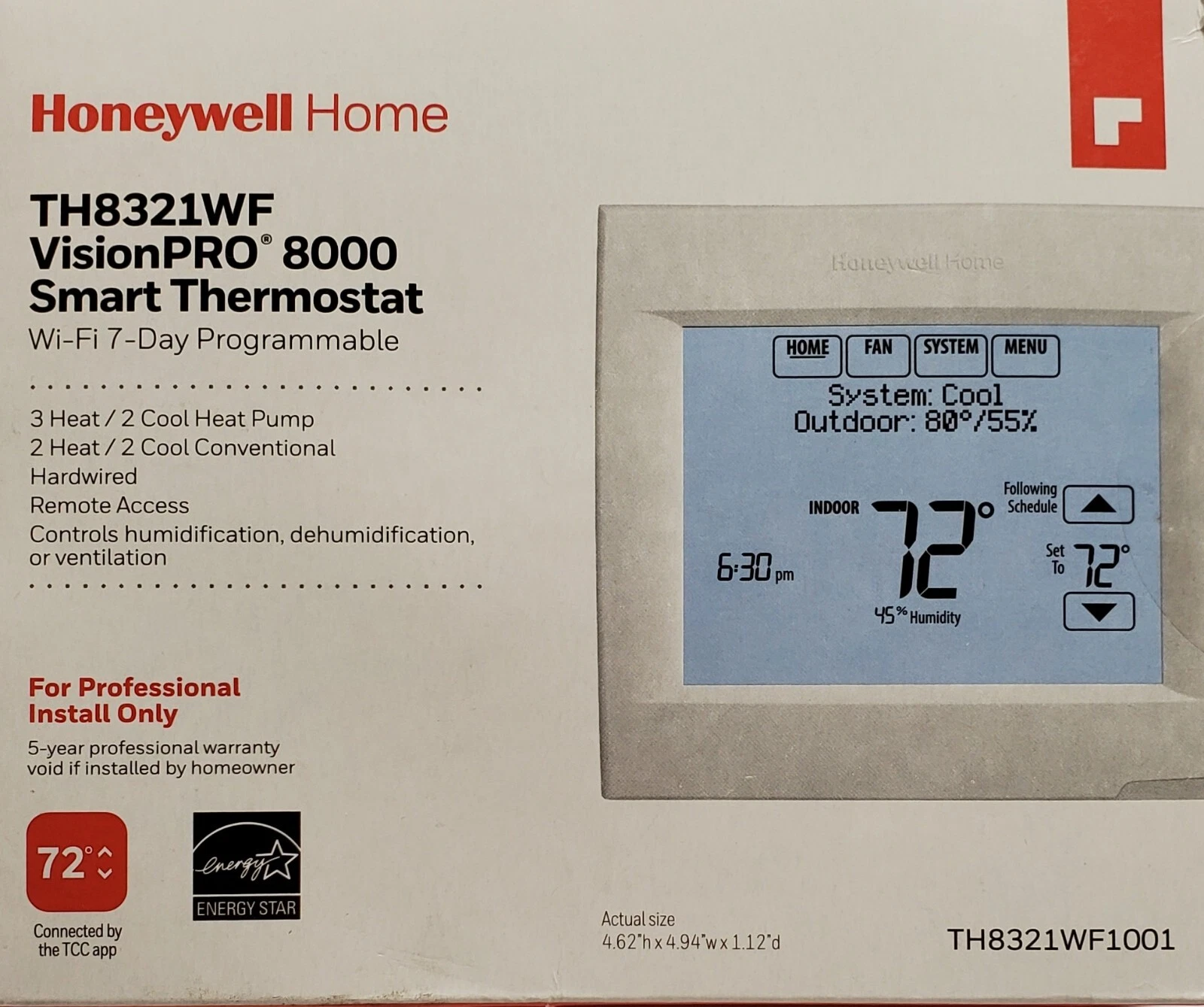 Honeywell Home WiFi Programmable Thermostat VisionPRO 8000 TH8321WF1001/U