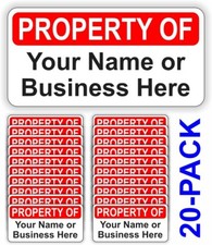Custom Printed Vinyl -PROPERTY OF- Stickers Decals / Your Name or Business Name