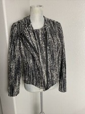 Cabi Tweed Jacket Size 8 Black Gray mockingbird Zip Style 529 moto