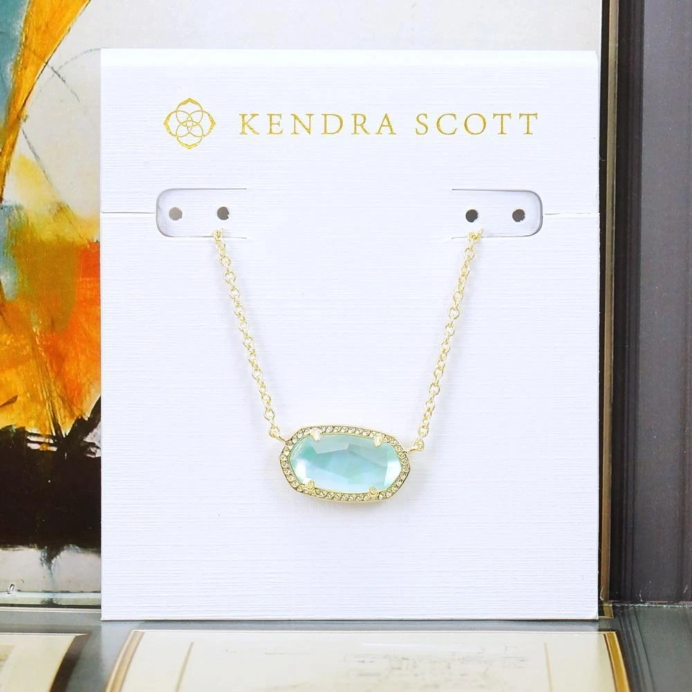 NWT Kendra Scott Elisa Light Blue Illusion Short Necklace Gold