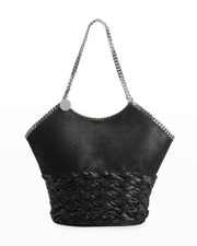 Stella Mccartney Falabella Half Woven Large Bucket Tote Bag Black $1470