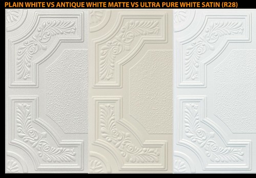 DIY Ceiling Tiles, Glue Up 20x20, Antique White Hand painted, Pack of 8, - R2 - Picture 2 of 2