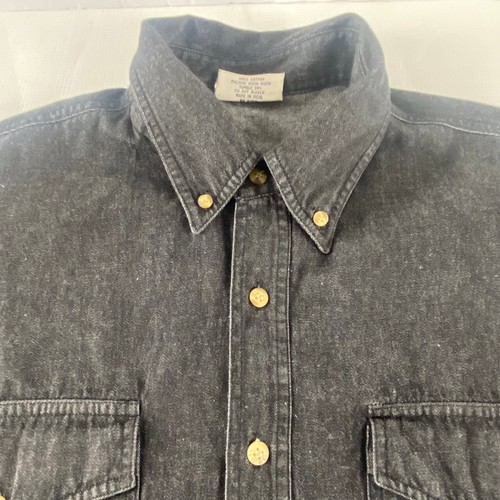 Umano Men's Biker Punk Denim Button Down Black Medium Sleeveless Shirt Vtg. - Picture 4 of 7