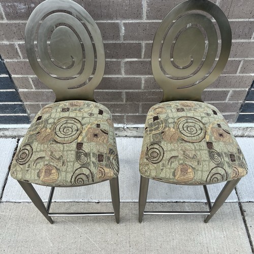 Pair ETHAN ALLEN Radius Collection Modern Bar Chairs All Original - Picture 2 of 13