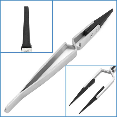 Zirconia Ceramic Narrow Nose Flat Tip Cross Locking Tweezer Self Closing Craft