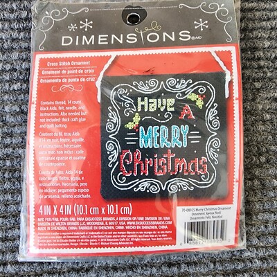 Dimensions Have A Merry Christmas Counted Cross Stitch 4x4 Christmas Ornament