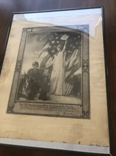 WW1 Accolade of the New Chivalry Certificate Columbia Gives to Her Son Preframed