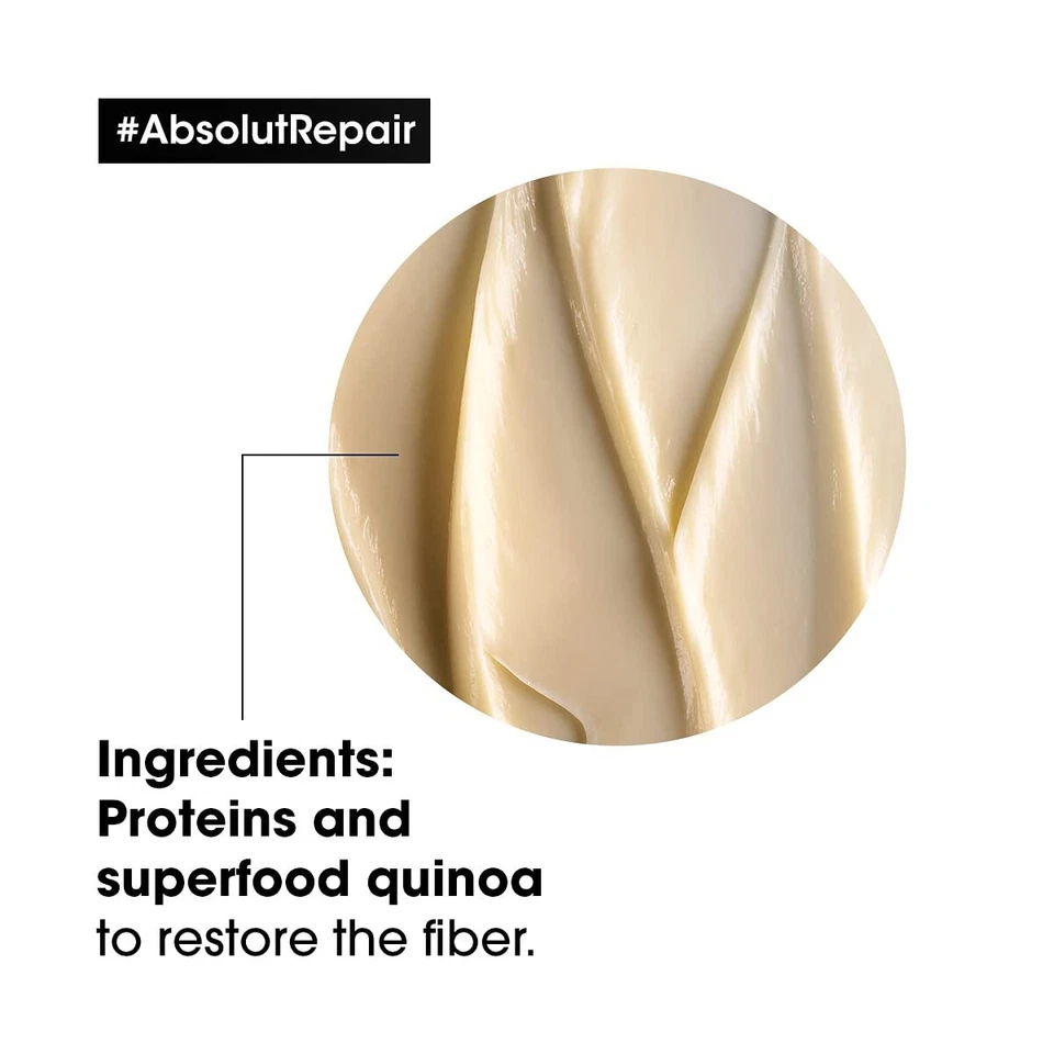 L’Oréal Professionnel Absolut Repair Hair Mask with Protein & Gold Quinoa 250gm - Image 4 of 4