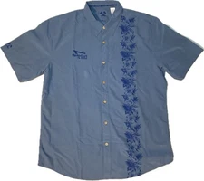 In N Out Burger Mens XXL Blue Hawaiian Button Down SoCal Palm Floral Shirt Modal