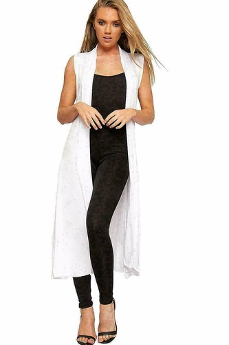 Ladies Sleeveless Long Maxi Cardigan Open Women Boyfriend Maxi Cardigan Wastcoat - Picture 15 of 18