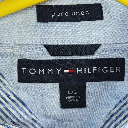 TOMMY HILFIGER HERREN VINTAGE NADELSTREIFEN REINES LEINEN L/S FREIZEIT HEMD GR L - Bild 5 von 6