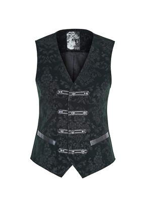PUNK RAVE PRONOUNCE VEST GILET DARK GREEN GOTHIC