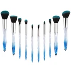 10pcs professional makeup brush with crystal handle foundation brush hot sale