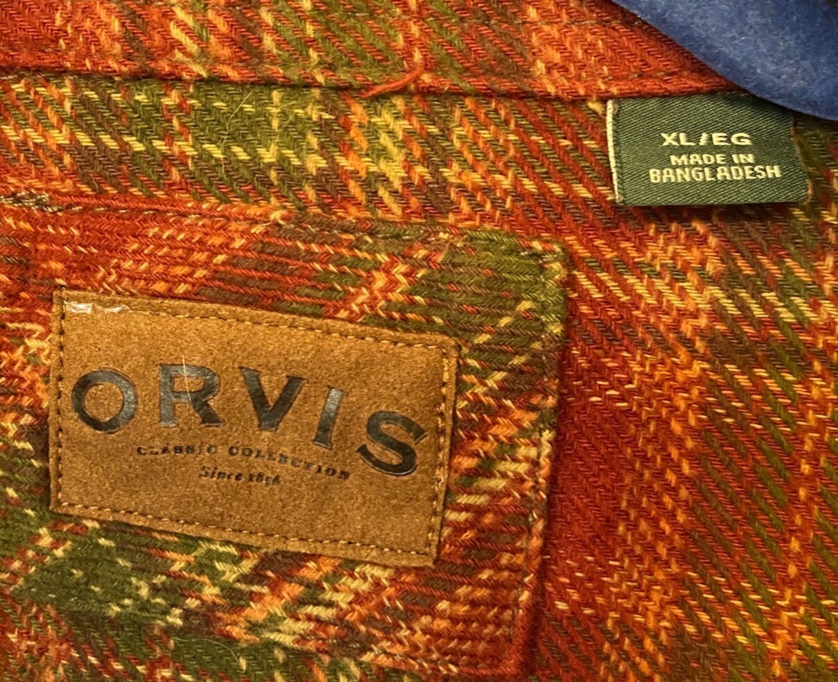 ORVIS Long Sleeve Heavy Flannel Check Shirt, Men's Size L cotton purple type Vintage Second Hand main image 0