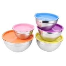 Set Of 5 Stainless Steel Preservation Bowls With Lids For Kitchen Supplies SNQ