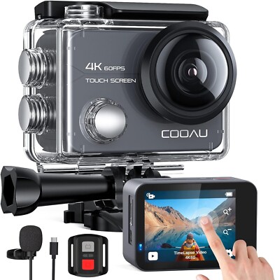 COOAU Action Cam 4K60fps 20MP Touchscreen WiFi Sport Kamaras mit 8 x Zoom