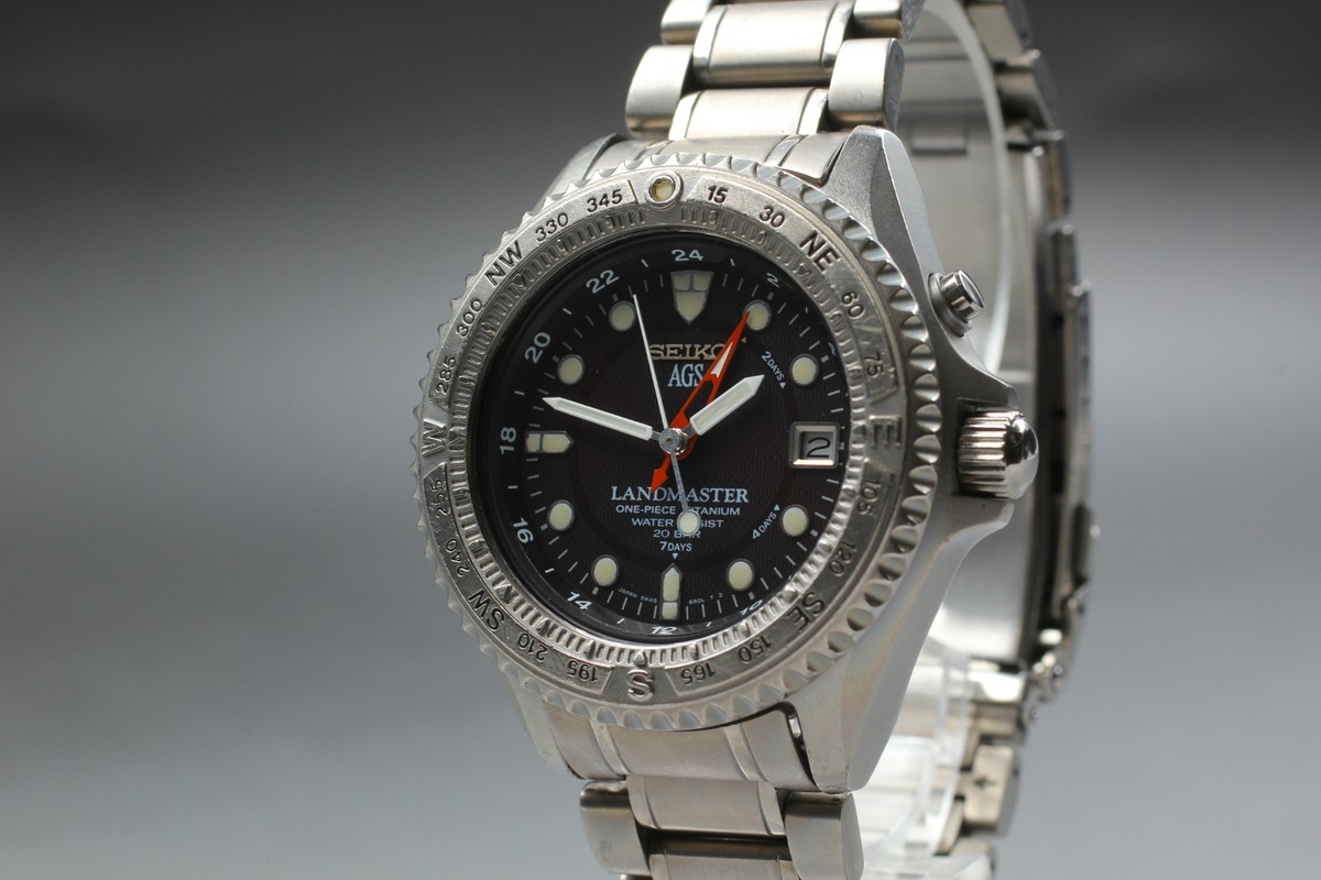 SEIKO Landmaster AGS 5M45-6A00 SBCW001 Kinetic Titanium Men Watch 