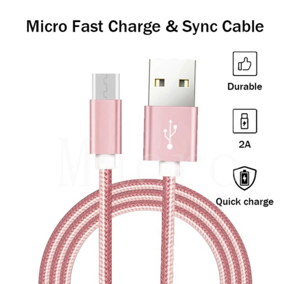 10Ft Micro USB Fast Charger Heavy Duty Charging Cable Cord For Samsung Android - Image 2 of 4