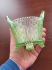 Nice Ice Green Northwood Carnival Glass Bushel Basket Great Color
